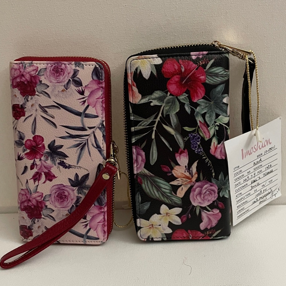 Imoshion NWT Floral Clutch Set - Black and Pink romantic feminine